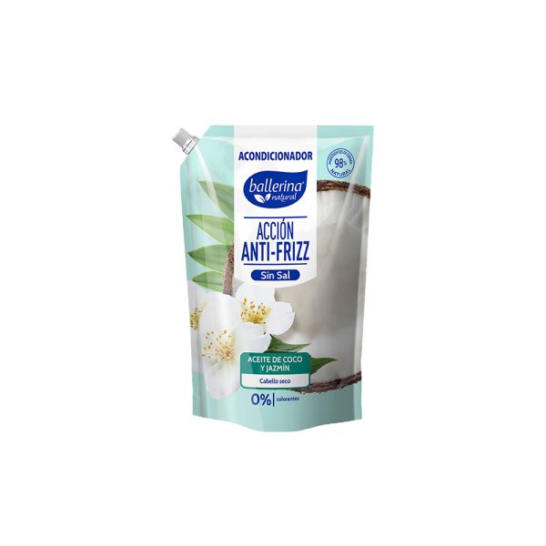 Ballerina Acción anti-frizz Acondicionador Aceite de coco y jazmín.
