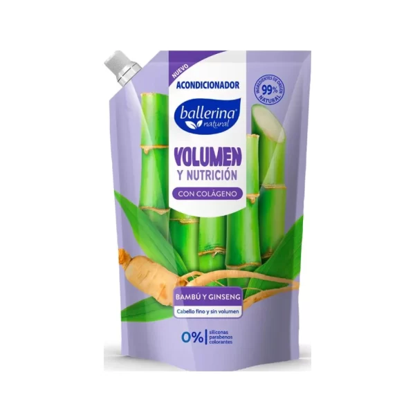 Ballerina Volumen y Nutricion Acondicionador Bambú y ginseng.