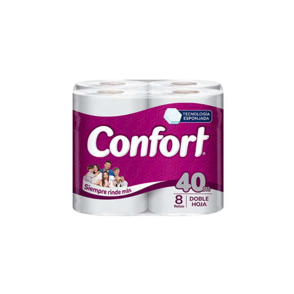 Confort Papel higienico Doble hoja 40 Metros 8 uds.