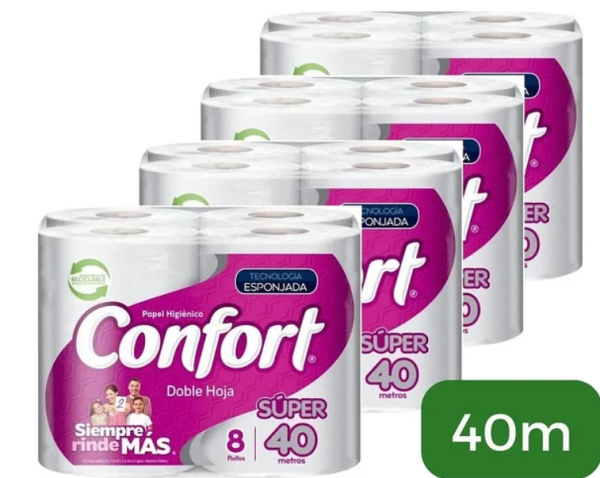 Confort Papel higienico Doble hoja 40 metros Manga.