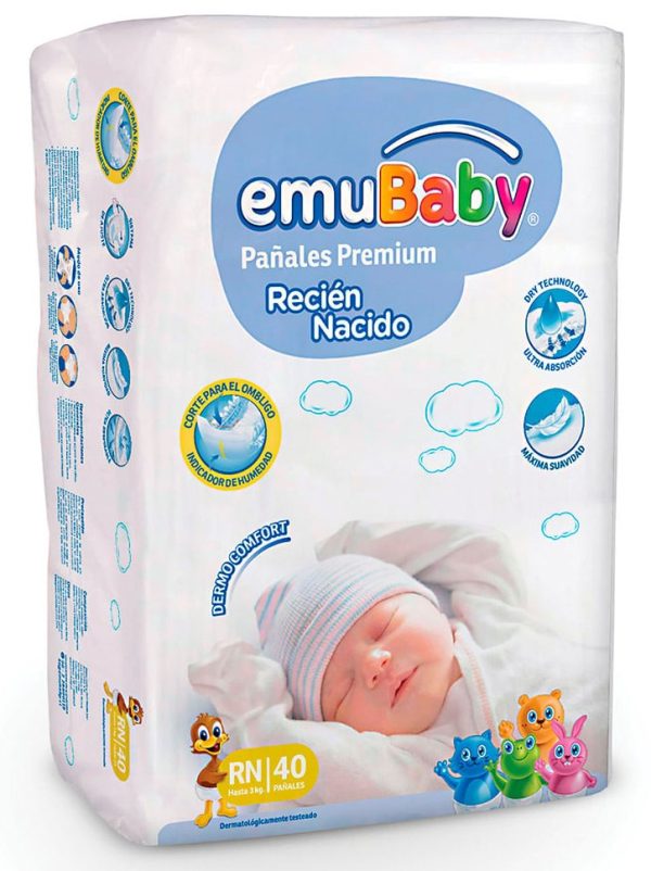 Emubaby Pañales Premium Talla RN 40 uds.