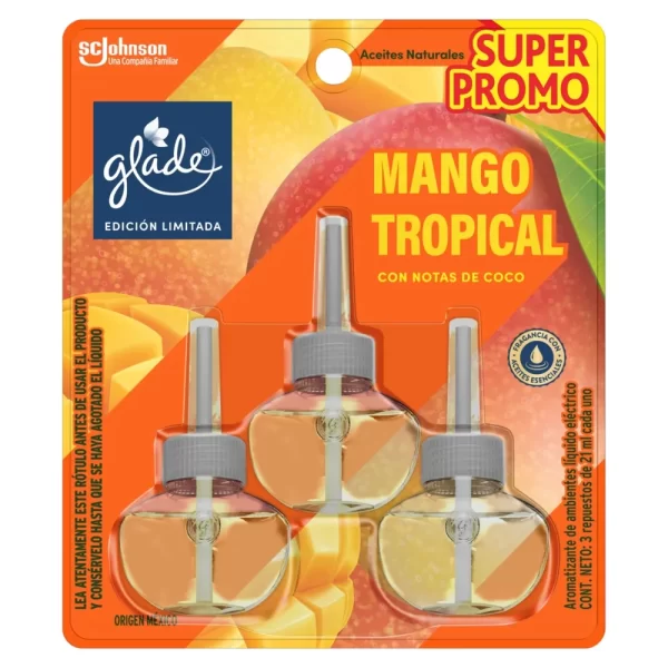 Glade Desodorante repuesto Mango Tropical Con notas de coco 3 uds.