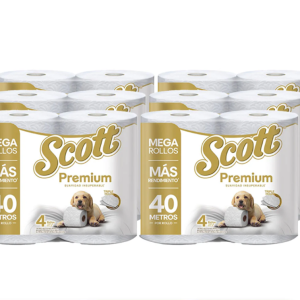 Scott Premium Papel Higiénico Triple hoja Manga 40 Metros.